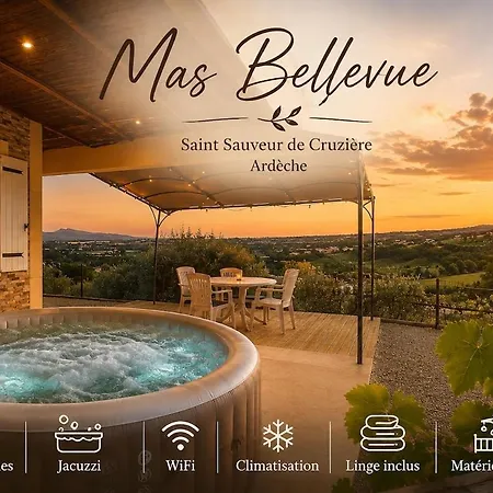 Willa Mas Bellevue - Jacuzzi - Valley View Saint-Sauveur-de-Cruzière